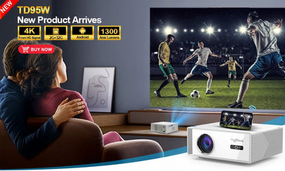 ThundeaL TD95W Android Projector Full HD 1080P WiFi 2K 4K Home Cinema Portable Smart TV Video Movie Meeting Led TD95 Projecter