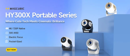 Magcubic 8K HY300 Pro + Projector Built in 5W Speaker 1280*720P Android 14 8000 Lumens Wifi6 BT5.4 Outdoor Portable Projector