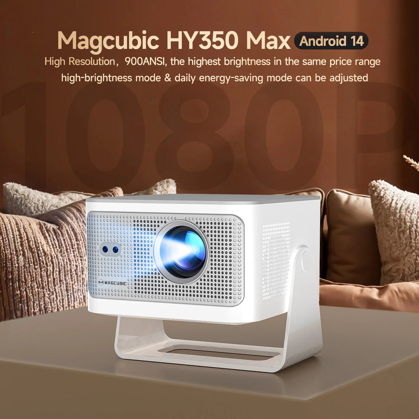 Magcubic Auto Focus Android14 4K Projector 900ANSI 8K Native 1080P HY350Max With Wifi6 BT5.4 16G Allwinner H726 Portable Outdoor