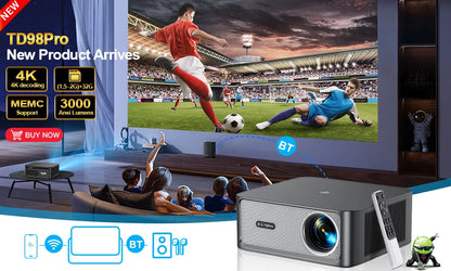 ThundeaL Full HD 1080P Projector TD98 WiFi LED 2K 4K Video Movie Beam TD98W Android Projector PK DLP Home Theater Cinema Beamer