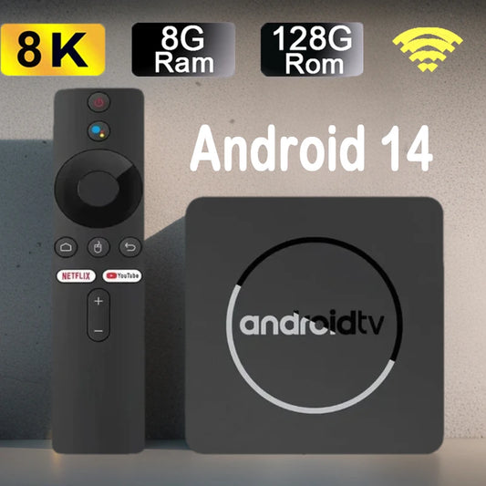 Q10 Android14 8K HDR10+ Smart TV Box Allwinner H313 128G Dual Wifi BT5.0 Set Top Box Media Player with Google Voice Assistant