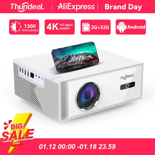 ThundeaL TD95W Android Projector Full HD 1080P WiFi 2K 4K Home Cinema Portable Smart TV Video Movie Meeting Led TD95 Projecter