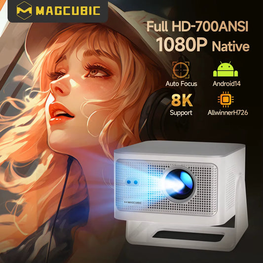 Magcubic Auto Focus Android14 4K Projector 900ANSI 8K Native 1080P HY350Max With Wifi6 BT5.4 16G Allwinner H726 Portable Outdoor