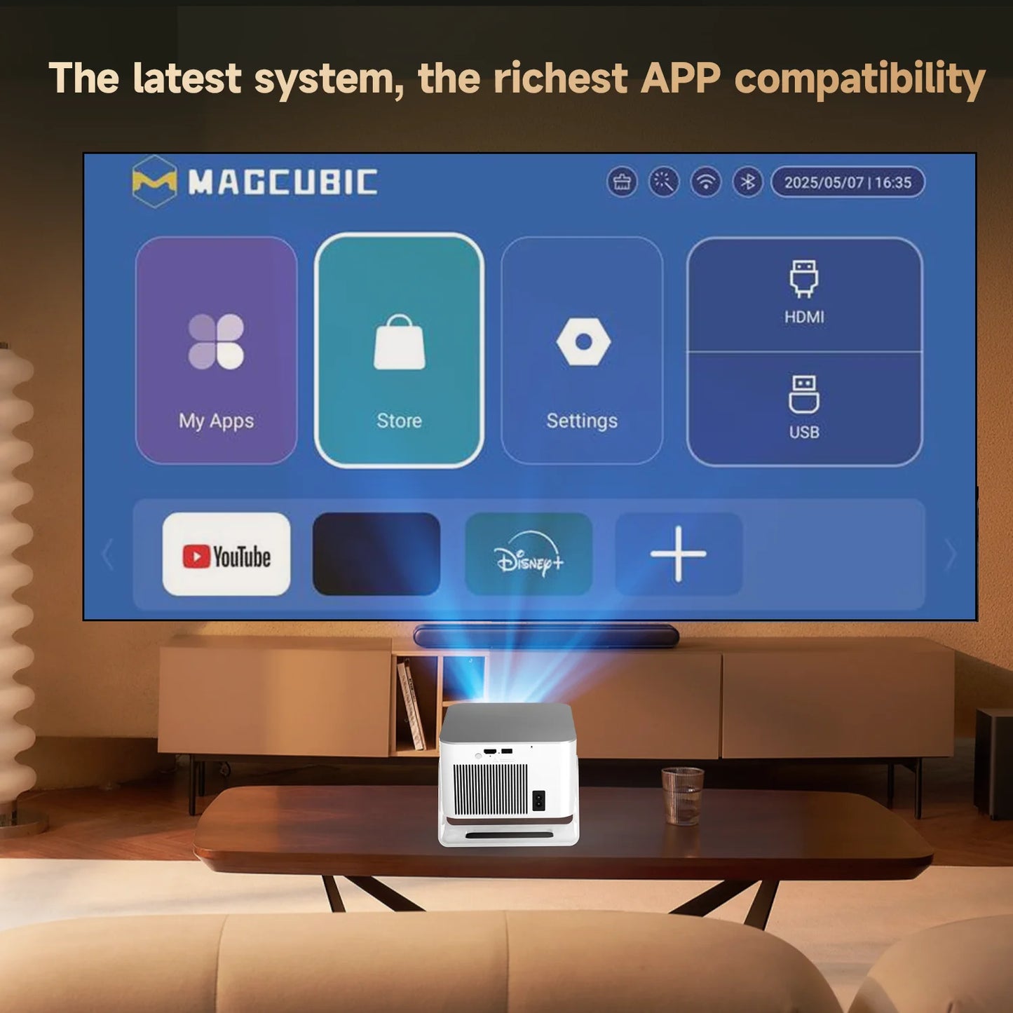 Magcubic Auto Focus Android14 4K Projector 900ANSI 8K Native 1080P HY350Max With Wifi6 BT5.4 16G Allwinner H726 Portable Outdoor