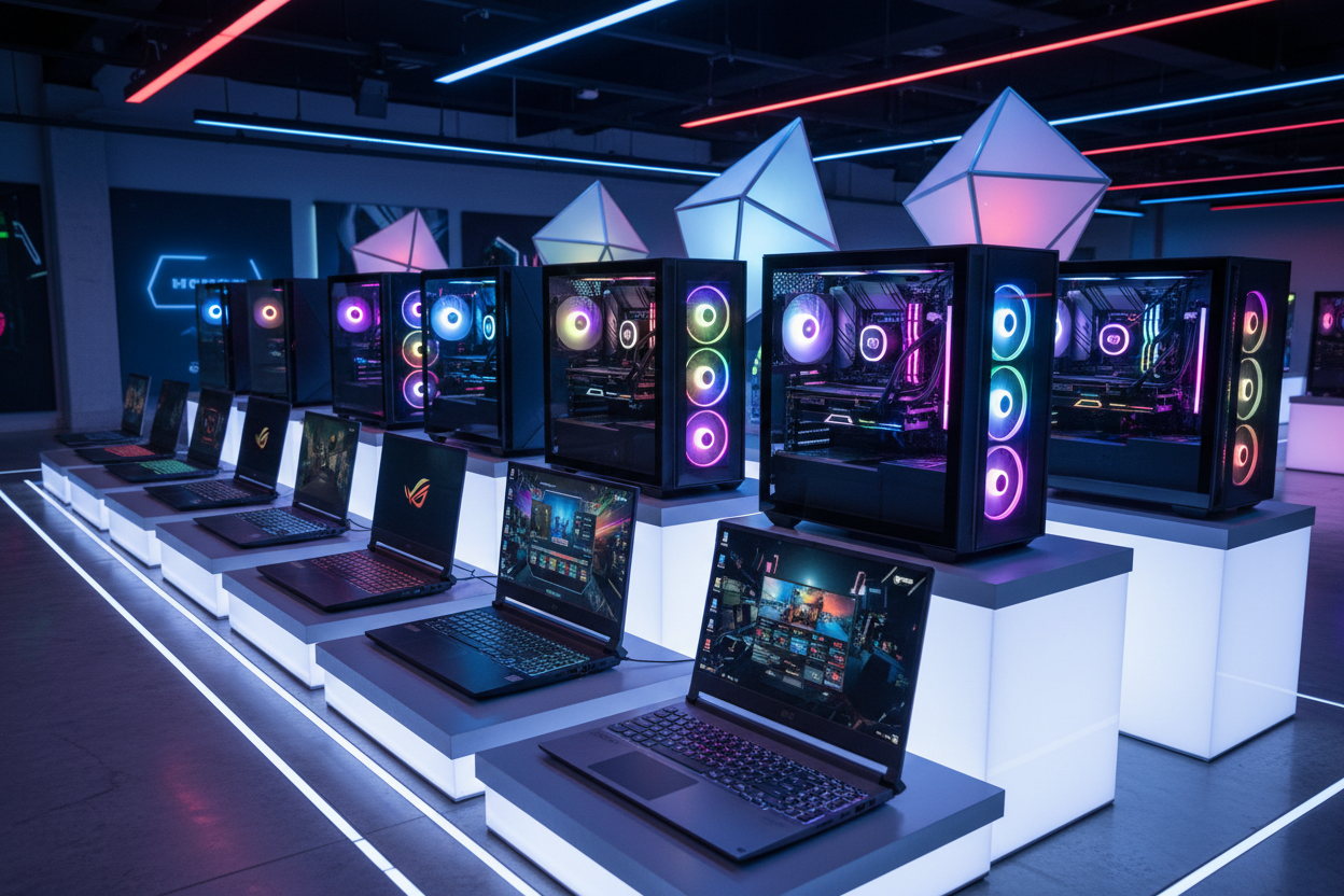 diversidad de laptops y computadoras gamers